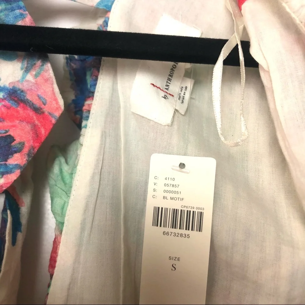 Anthropologie Long Sleeve Crop Top Deep V Neck NWT - Picture 3 of 6